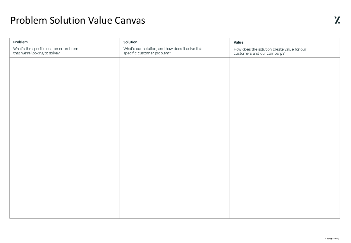 Problem, Solution, Value Canvas